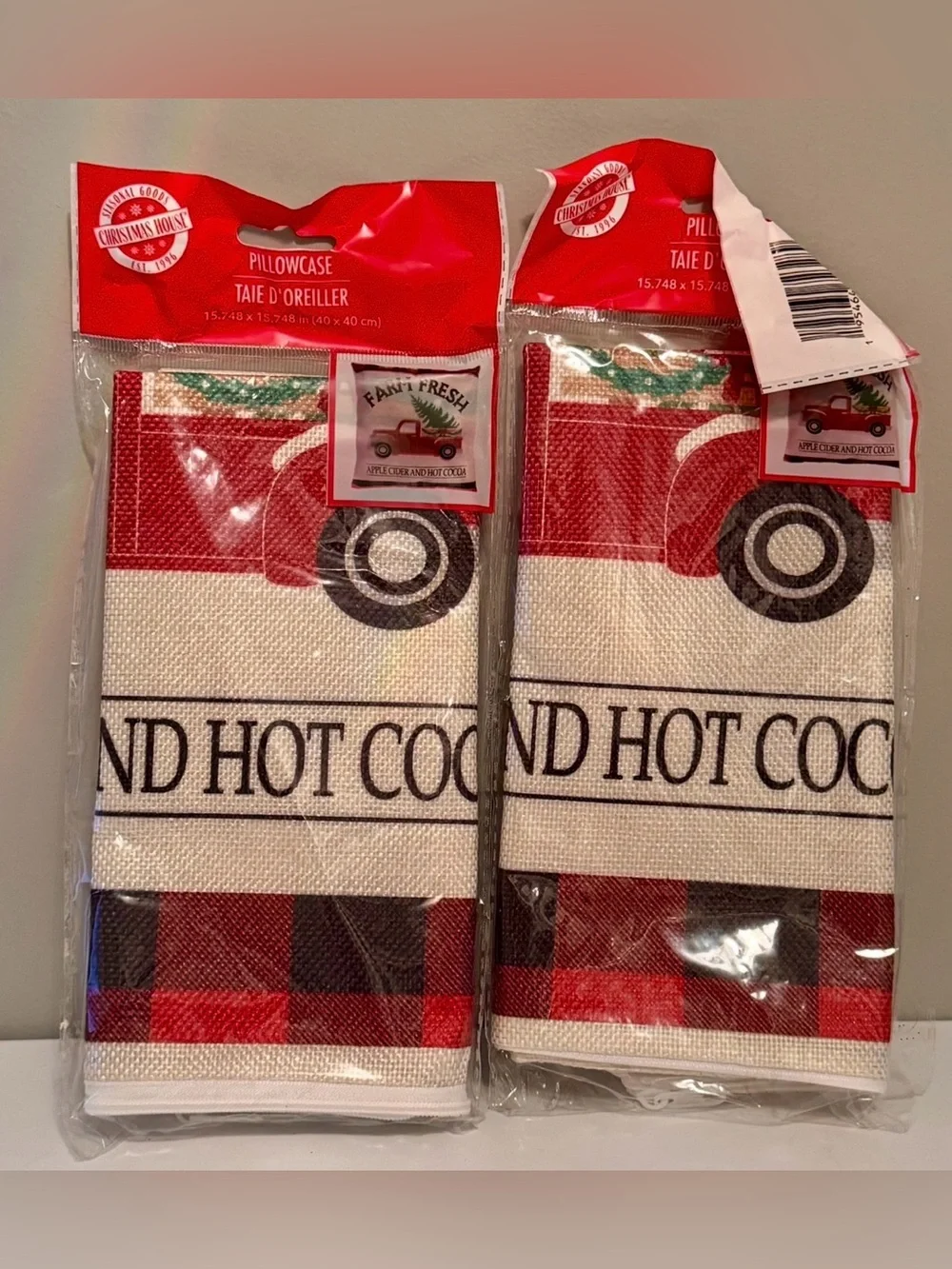 Farm Fresh Red Truck Pillowcase Set - Holiday Truck Design Christmas Pair